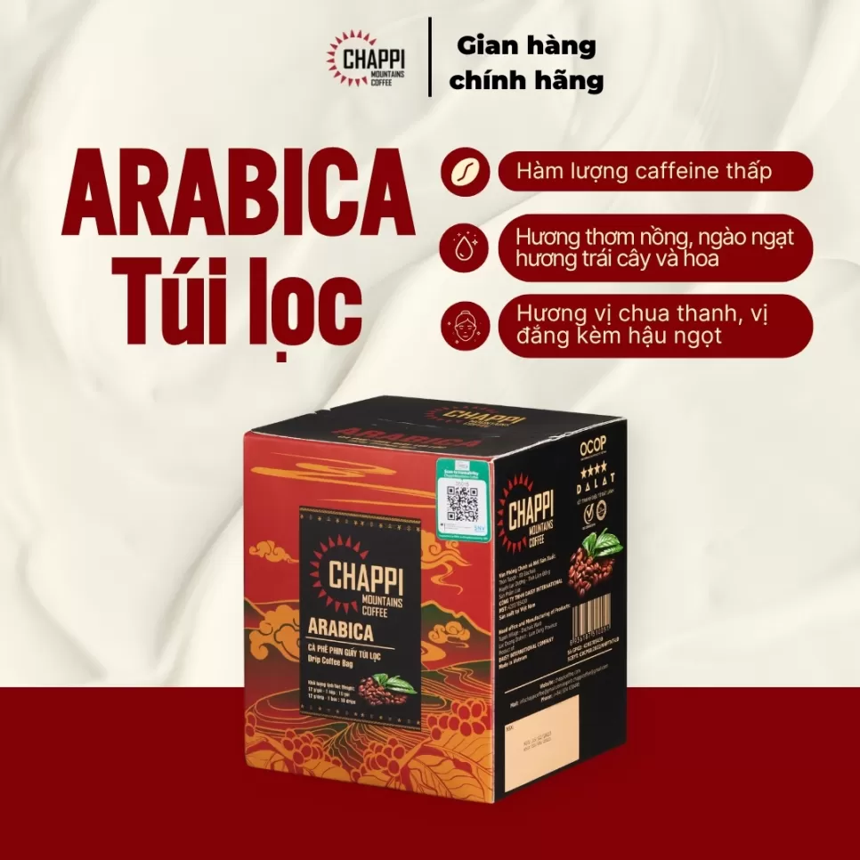 CÀ PHÊ ARABICA PHIN GIẤY HIỆN ĐẠI (vị chua nhẹ, thơm, ít caffein không bị say cà phê)